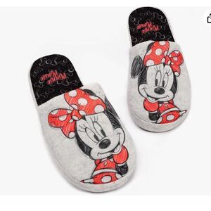 Disney NWT Minnie Mouse Slippers Slip-On Grey House Shoes 7/8